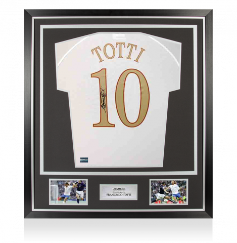 Francesco Totti Back Signed Italy 2004-06 Away Shirt In Classic Frame