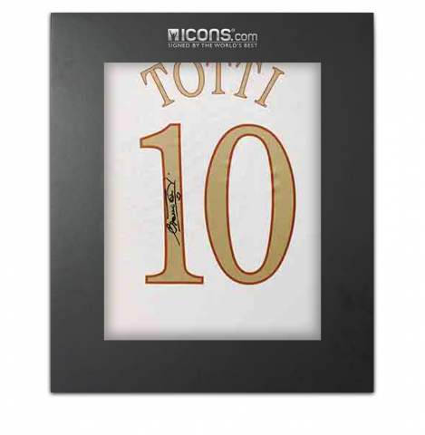 Francesco Totti Back Signed Italy 2004-06 Away Shirt In Deluxe Packaging