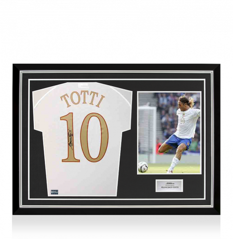 Francesco Totti Back Signed Italy 2004-06 Away Shirt In Hero Frame: Option 1