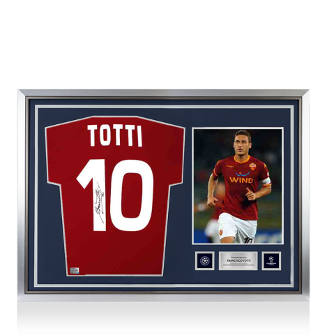 Francesco Totti Official UEFA Champions League Back Signed and Hero Framed AS Roma 2007-08 Home Shirt Francesco Totti Official UEFA Champions League Back Signed and Hero Framed AS Roma 2007-08 Home Shirt