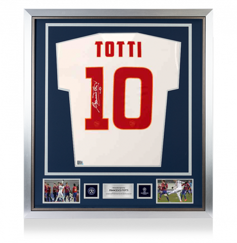 Francesco Totti Official UEFA Champions League Back Signed and Framed AS Roma 2014-15 Away Shirt