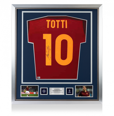 Francesco Totti Official UEFA Champions League Back Signed and Framed AS Roma 2015-16 Home Shirt