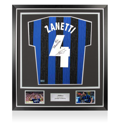 Javier Zanetti Back Signed Internazionale 1998 Home Shirt - "El Tractor" Inscription In Classic Frame