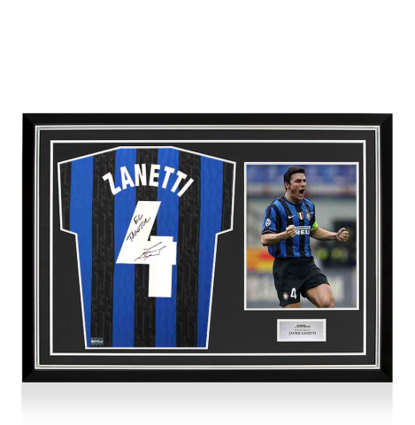 Javier Zanetti Back Signed Internazionale 1998 Home Shirt - "El Tractor" Inscription In Hero Frame: Option 1