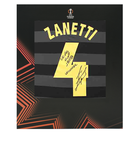 Javier Zanetti Official UEFA Europa League Back Signed Internazionale 1998 UEFA Cup Final Shirt In Deluxe Packaging: "UEFA Cup 1998 Winner" Inscription
