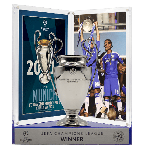 John Terry Official UEFA Champions League Signed 3D Mini Replica Trophy on Stand: 2012 Winner