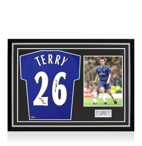 John Terry Back Signed Chelsea 2000 Home Shirt - "Never Leave The Blues" Inscription In Hero Frame: Option 1