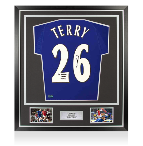 John Terry Back Signed Chelsea 2000 Home Shirt - "5x Premier League Captain" Inscription In Classic Frame