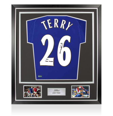 John Terry Back Signed Chelsea 2000 Home Shirt - "213 Clean Sheets" Inscription In Classic Frame