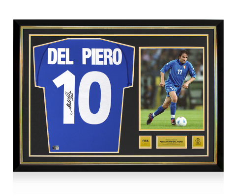 Alessandro Del Piero Official 2002 FIFA World Cup™ Back Signed and Hero Framed Italy 2000-01 Home Shirt