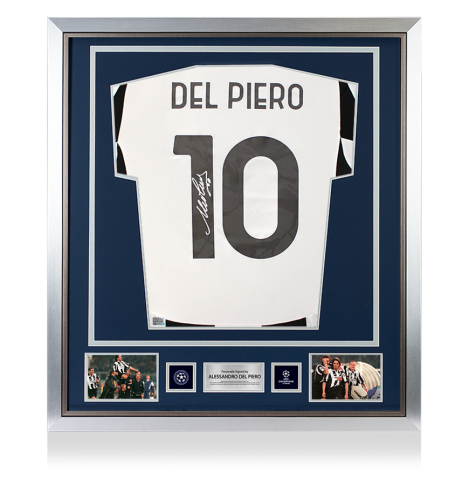 Alessandro Del Piero Official UEFA Champions League Back Signed and Framed Juventus 2024-25 Home Shirt