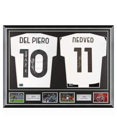 Alessandro Del Piero & Pavel Nedved Signed Juventus Shirts In Classic Dual Frame