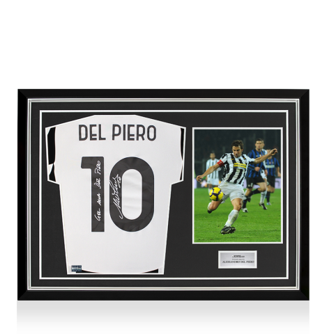 Alessandro Del Piero Back Signed Juventus 2024-25 Home Shirt - "Gol Alla Del Piero" Inscription In Hero Frame: Option 1