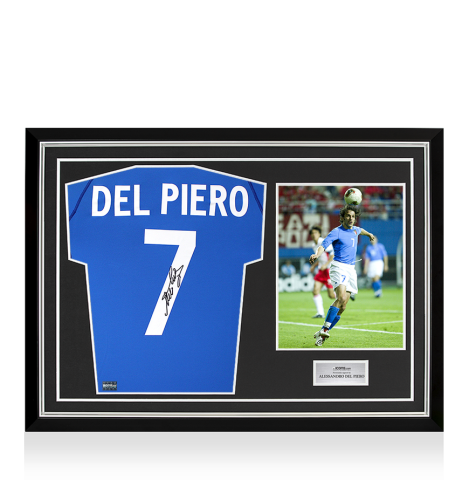 Alessandro Del Piero Back Signed Italy 2002 Home Shirt In Hero Frame: Option 1