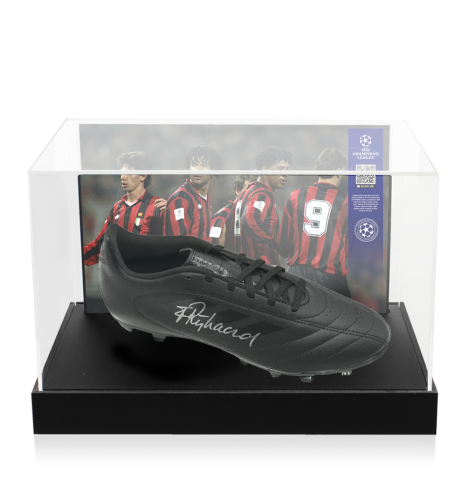 Frank Rijkaard Official UEFA Champions League Signed Adidas Black Boot In Photo Acrylic Case: Option 1