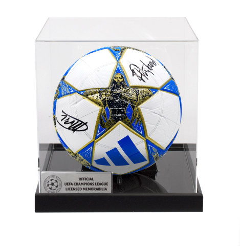 Frank Rijkaard & Marco van Basten Official UEFA Champions League Dual Signed Football In Acrylic Case