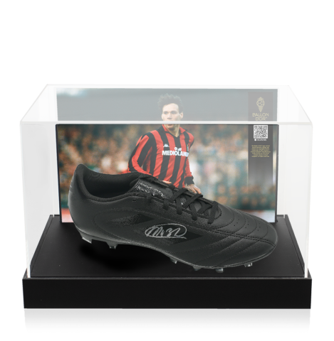 Marco van Basten Official Ballon d'Or Signed Adidas Black Boot In Photo Acrylic Case: Option 1