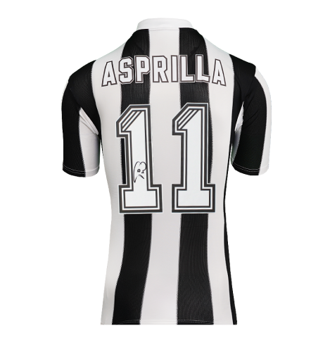 Faustino Asprilla Back Signed Newcastle United 1995-96 Home Shirt In Deluxe Packaging
