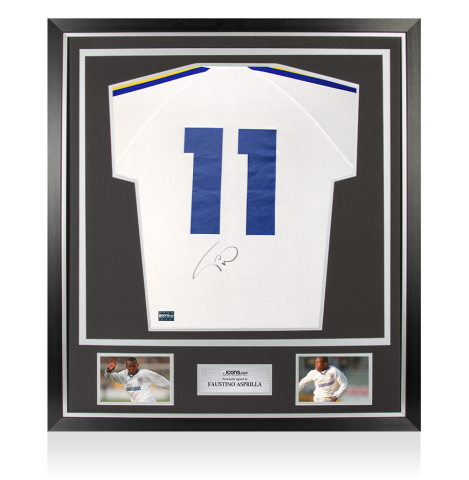 Faustino Asprilla Back Signed Parma 1992-93 Home Shirt In Classic Frame