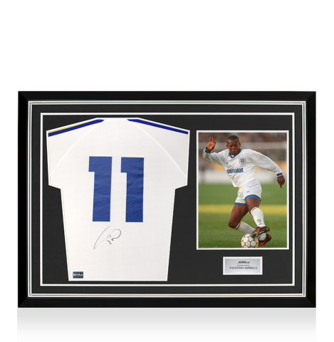 Faustino Asprilla Back Signed Parma 1992-93 Home Shirt In Hero Frame: Option 1