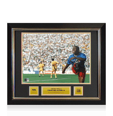 Faustino Asprilla Official 1994 FIFA World Cup™ Signed and Framed Colombia Photo: FIFA World Cup Celebration