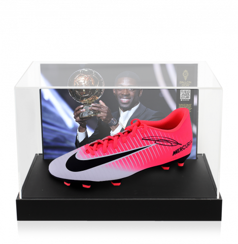 Ousmane Dembele Official Ballon d'Or Signed Nike Boot In Photo Acrylic Case: Option 1