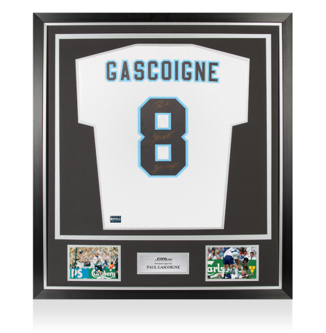 Paul Gascoigne Back Signed England 1996 Home Shirt In Classic Frame