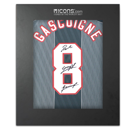Paul Gascoigne Back Signed England 1996 Away Shirt In Deluxe Packaging