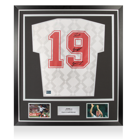 Paul Gascoigne Back Signed England 1990 Home Shirt In Classic Frame