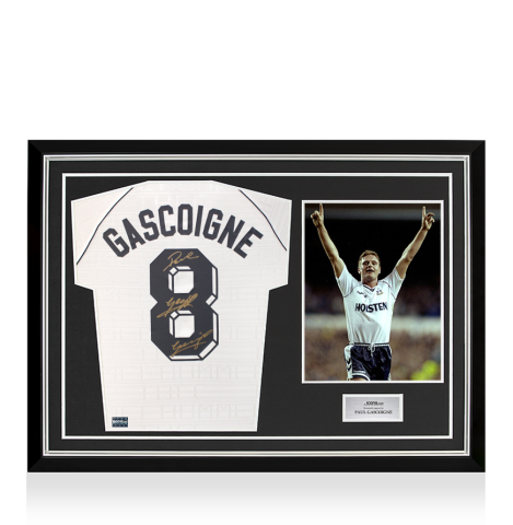 Paul Gascoigne Back Signed Tottenham Hotspur 1991 Home Shirt In Hero Frame: Option 1