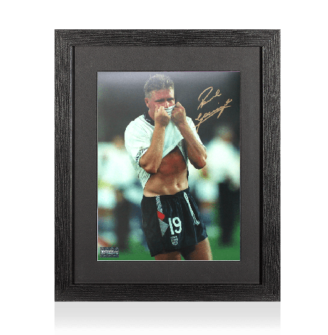Paul Gascoigne Signed England Photo In Black Wooden Frame: World Cup Tears