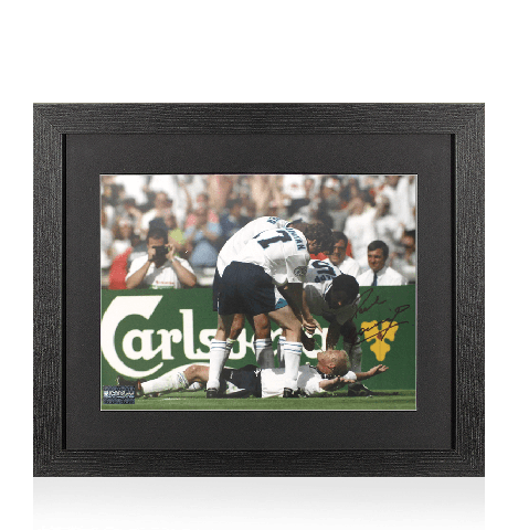 Paul Gascoigne Signed England Photo In Black Wooden Frame: Dentist Chair Celebration
