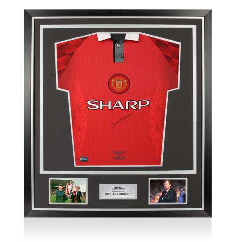 Sir Alex Ferguson Front Signed Manchester United 1996 Home Shirt In Classic Frame
