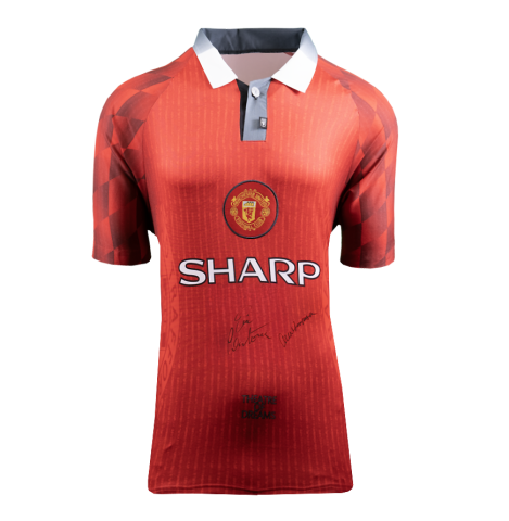 Sir Alex Ferguson & Eric Cantona Front Signed Manchester United 1996-98 Home Shirt In Deluxe Packaging