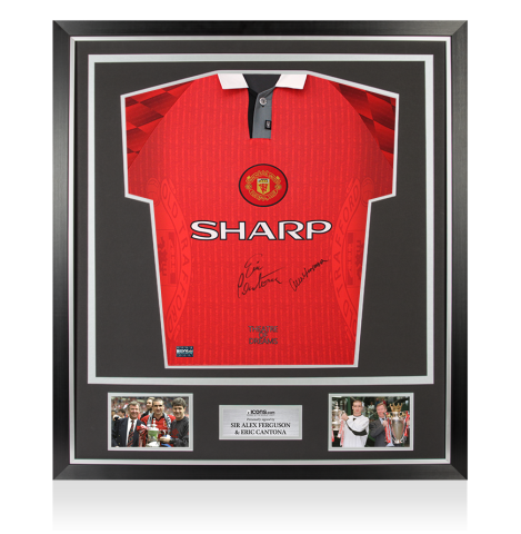 Sir Alex Ferguson & Eric Cantona Front Signed Manchester United 1996-98 Home Shirt In Classic Frame