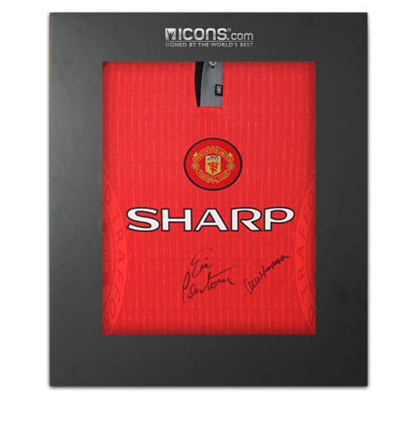 Sir Alex Ferguson & Eric Cantona Front Signed Manchester United 1996-98 Home Shirt In Deluxe Packaging