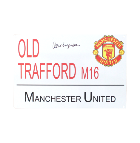WAREHOUSE SECONDS Sir Alex Ferguson Signed Old Trafford Street Sign - Grade B WAREHOUSE SECONDS Sir Alex Ferguson Signed Old Trafford Street Sign - Grade B