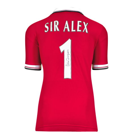 Sir Alex Ferguson Back Signed Manchester United 1999 Premier League Shirt In Deluxe Packaging
