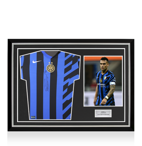 Lautaro Martinez Front Signed Internazionale 2024-25 Home Shirt In Hero Frame: Option 1