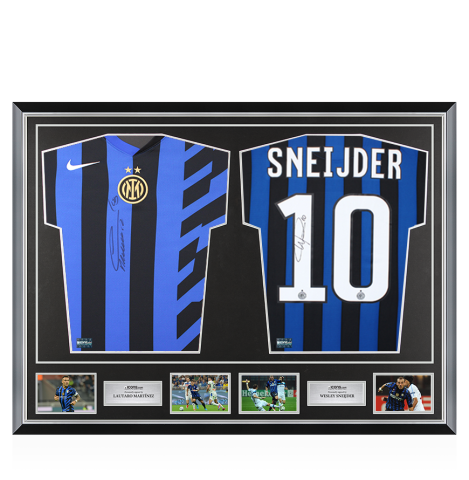 Lautaro Martinez & Wesley Sneijder Signed Internazionale Shirts In Classic Dual Frame