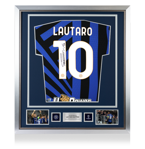 Lautaro Martinez Official UEFA Champions League Back Signed and Framed Internazionale 2024-25 Authentic Home Shirt