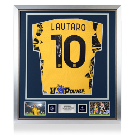 Lautaro Martinez Official UEFA Champions League Back Signed and Framed Internazionale 2024-25 Authentic Third Shirt