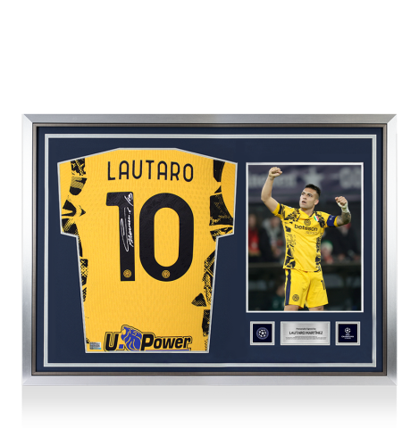 Lautaro Martinez Official UEFA Champions League Back Signed and Hero Framed Internazionale 2024-25 Authentic Third Shirt