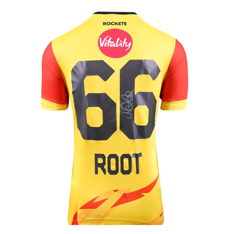 Joe Root Back Signed Trent Rockets Cricket Shirt In Deluxe Packaging