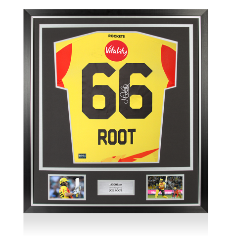 Joe Root Back Signed Trent Rockets Cricket Shirt In Classic Frame