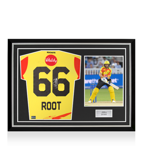 Joe Root Back Signed Trent Rockets Cricket Shirt In Hero Frame: Option 1