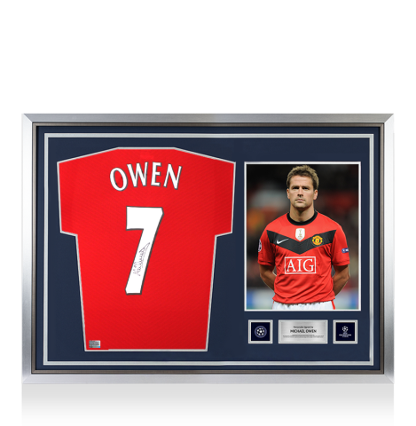 Michael Owen Official UEFA Champions League Back Signed and Hero Framed Manchester United 2009-10 Home Shirt