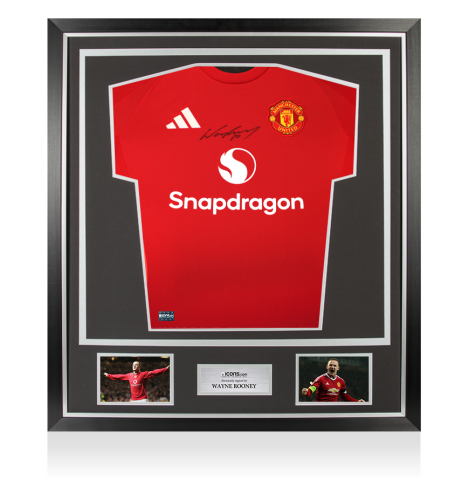 Wayne Rooney Front Signed Manchester United 2024-25 Home Shirt In Classic Frame