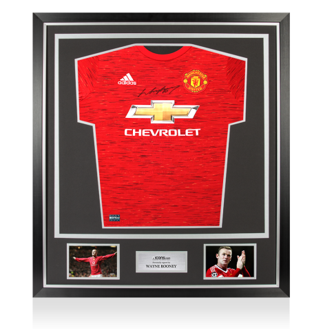 Wayne Rooney Front Signed Manchester United 2020-21 Home Shirt In Classic Frame