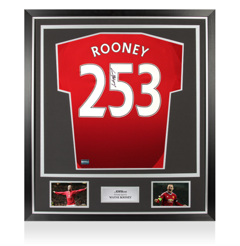Wayne Rooney Back Signed Manchester United 2024-25 Home Shirt: 253 Goals Edition In Classic Frame